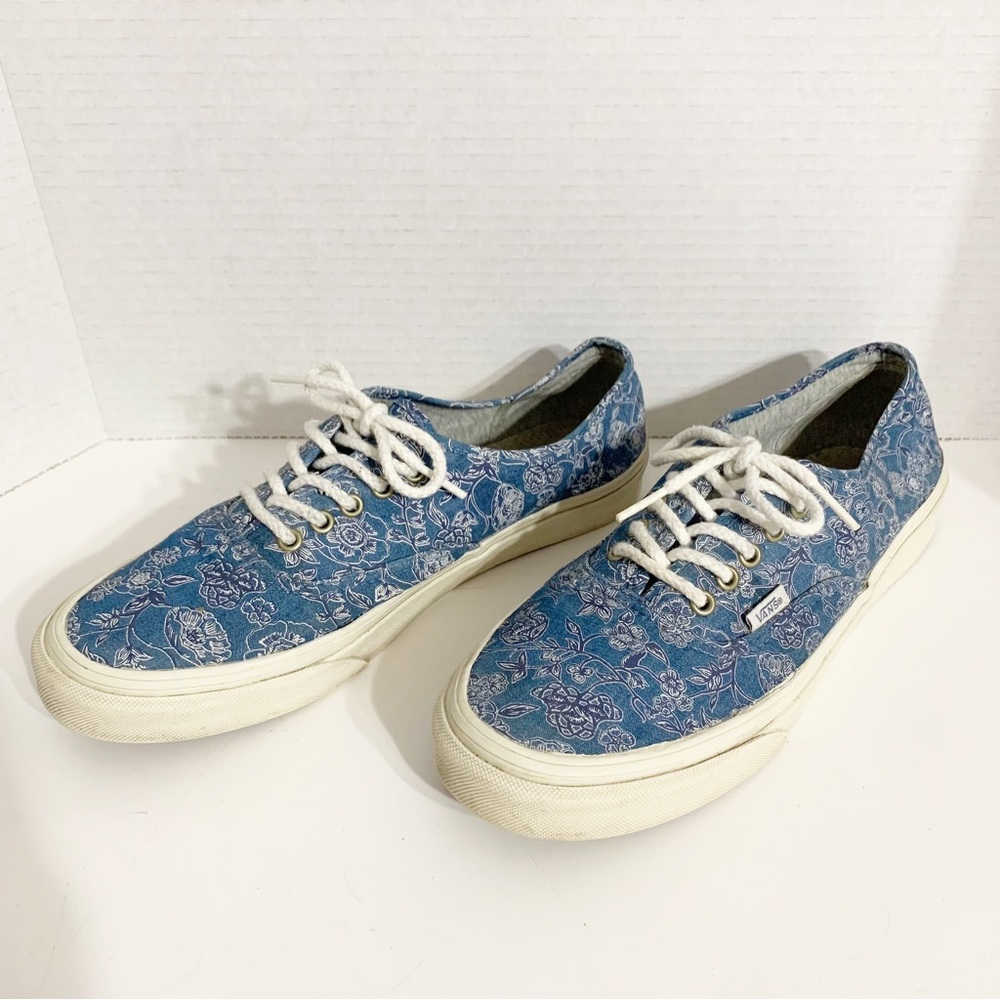 Vans Original Blue Chintz Floral Canvas Low Top Lace Up Sneakers